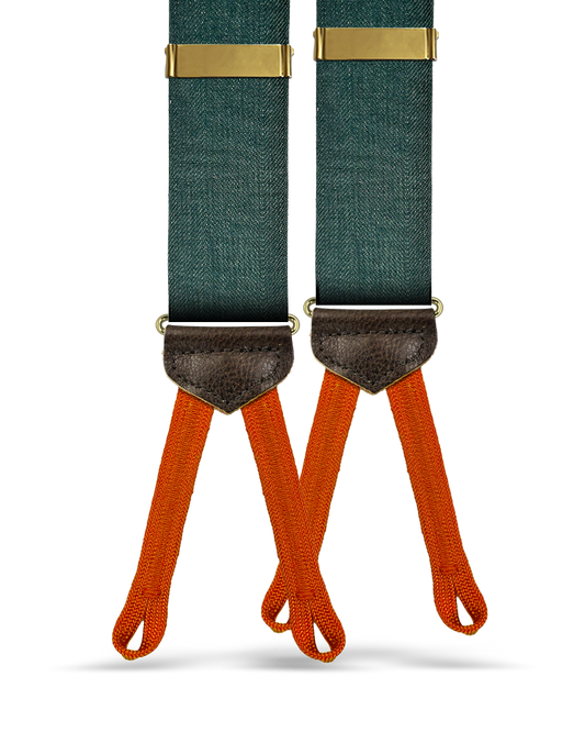 Gibson Worsted Wool Suspenders - Forest Green