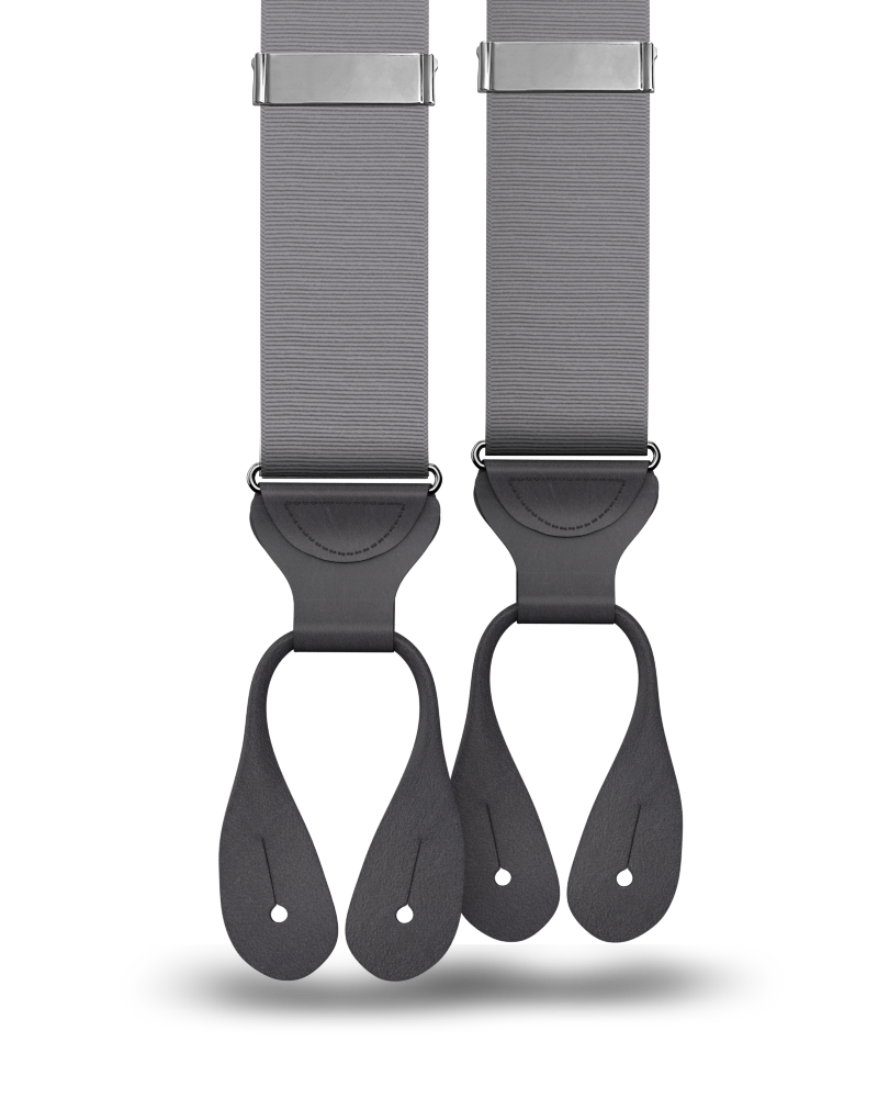 Grey Grosgrain Suspenders - KK & Jay Supply Co.