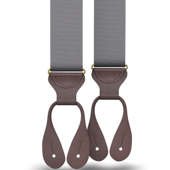 Grey Grosgrain Suspenders - KK & Jay Supply Co.