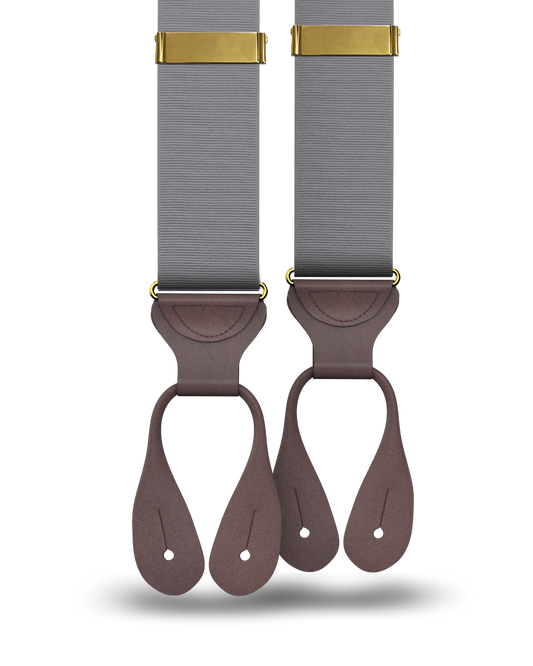 Grey Grosgrain Suspenders - KK & Jay Supply Co.
