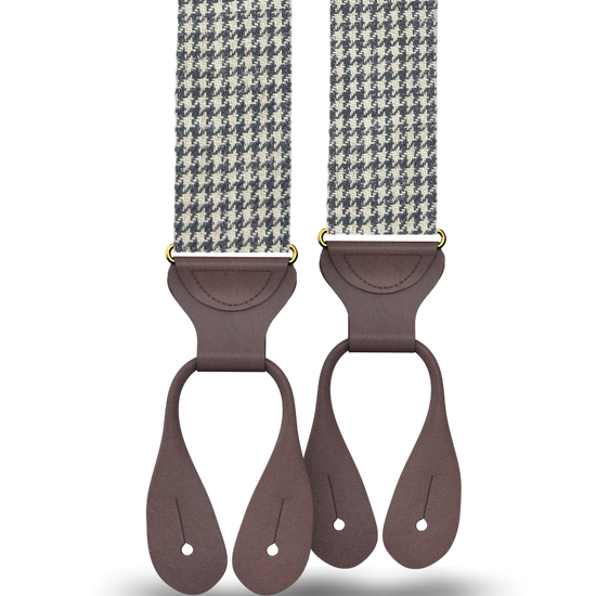 Harrington Houndstooth Grey Wool Suspenders - KK & Jay Supply Co.