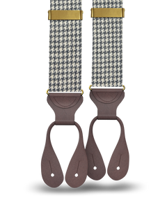 Harrington Houndstooth Grey Wool Suspenders