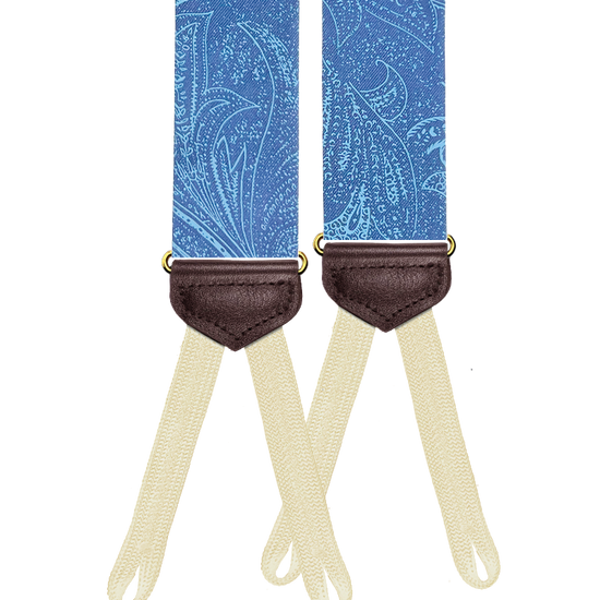 Limited Edition<br>Hillcrest Paisley Silk Suspenders - Blue - KK & Jay Supply Co.
