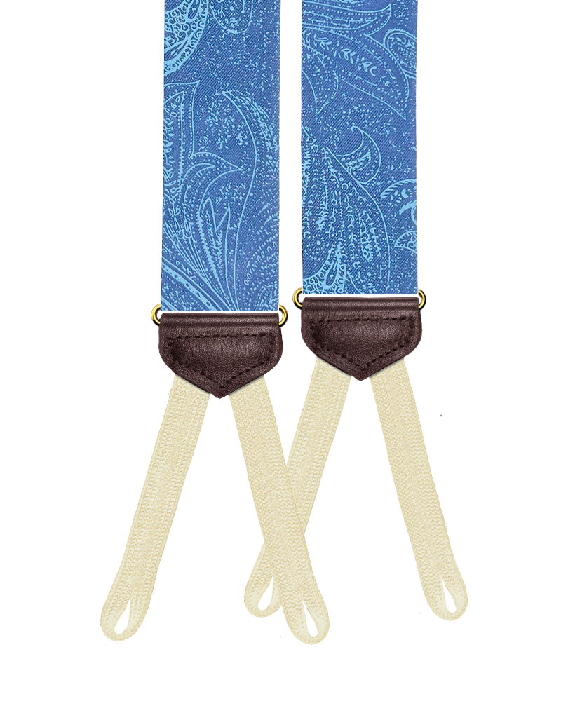 Limited Edition<br>Hillcrest Paisley Silk Suspenders - Blue - KK & Jay Supply Co.