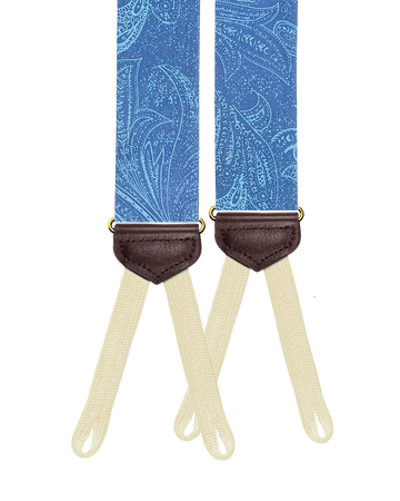 Limited Edition<br>Hillcrest Paisley Silk Suspenders - Blue - KK & Jay Supply Co.
