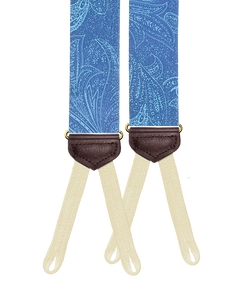 Limited Edition<br>Hillcrest Paisley Silk Suspenders - Blue - KK & Jay Supply Co.