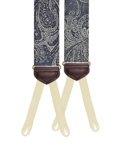 Limited Edition<br>Hillcrest Paisley Silk Suspenders - Navy - KK & Jay Supply Co.