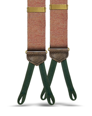Holbrook Herringbone Wool Suspenders - Maroon