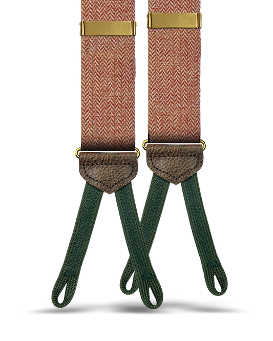 Holbrook Herringbone Wool Suspenders - Maroon