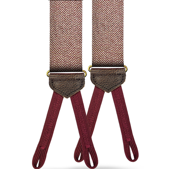 Holbrook Herringbone Wool Suspenders - Maroon - KK & Jay Supply Co.