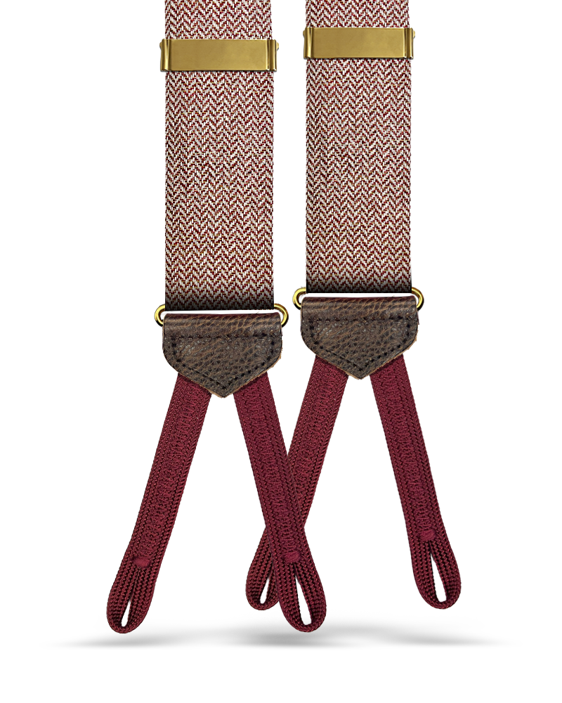 Holbrook Herringbone Wool Suspenders - Maroon - KK & Jay Supply Co.