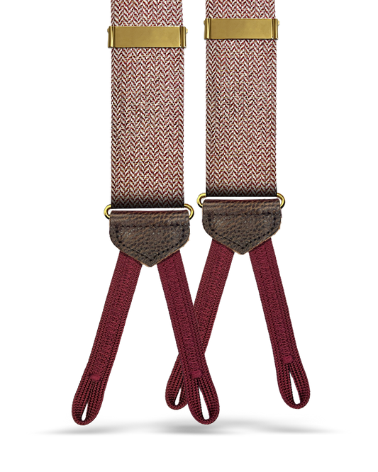 Holbrook Herringbone Wool Suspenders - Maroon - KK & Jay Supply Co.