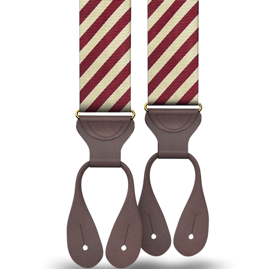 Limited Edition<br>Hudson Stripe Maroon/Ivory Suspenders - KK & Jay Supply Co.