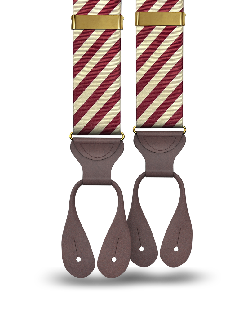 Limited Edition<br>Hudson Stripe Maroon/Ivory Suspenders - KK & Jay Supply Co.