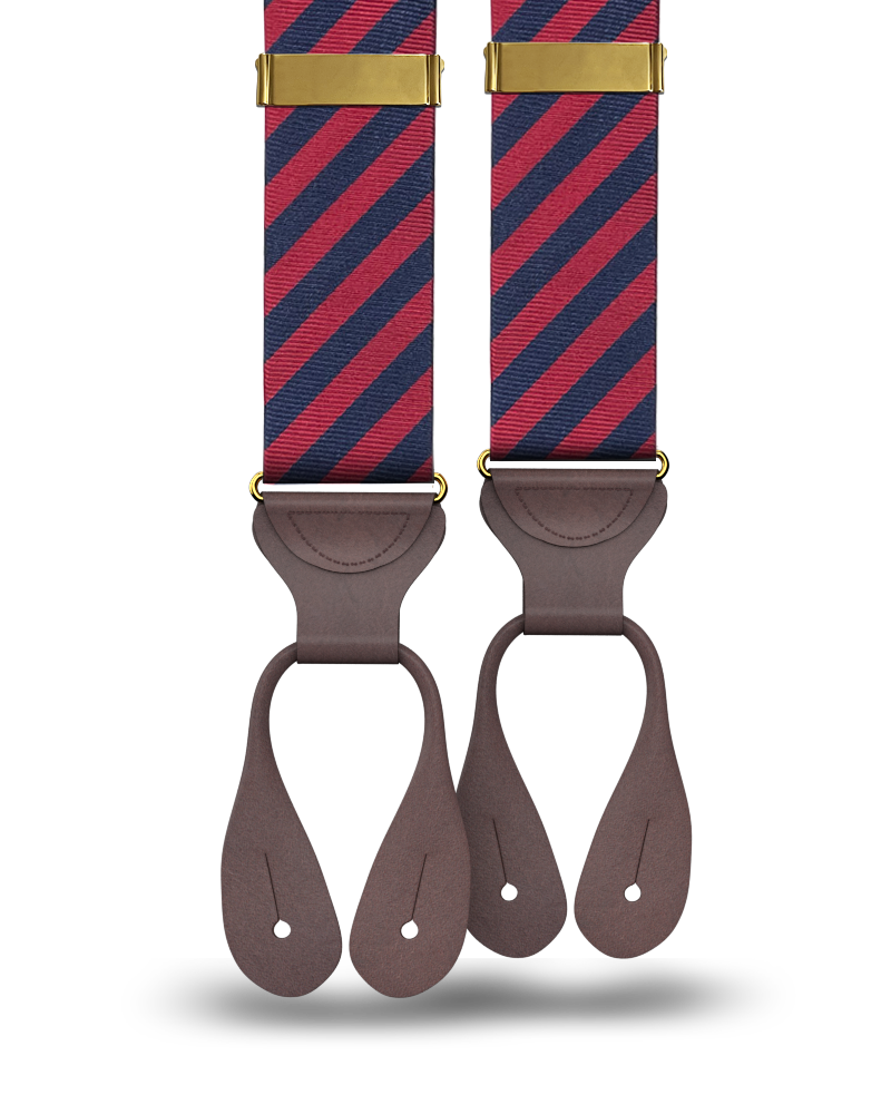 Limited Edition<br>Hudson Stripe Navy/Red Suspenders - KK & Jay Supply Co.