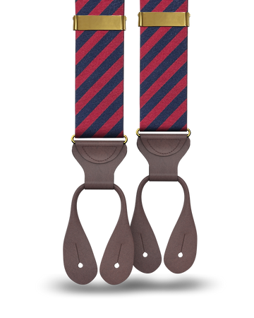Limited Edition<br>Hudson Stripe Navy/Red Suspenders - KK & Jay Supply Co.