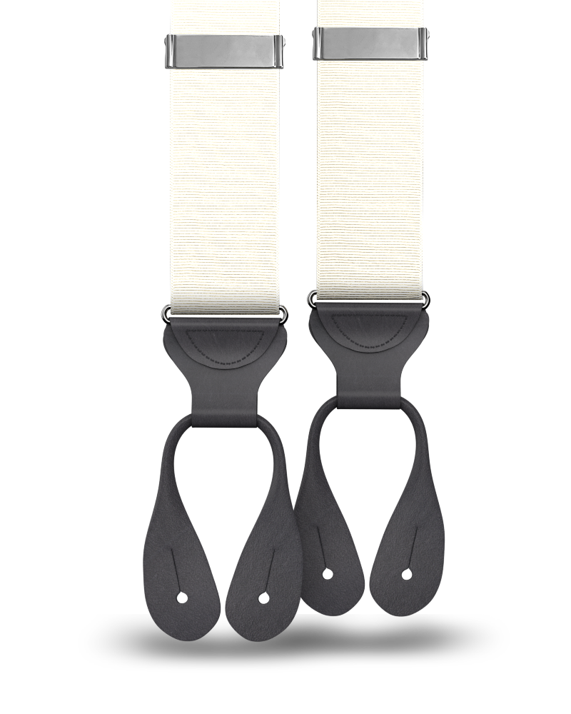Ivory Grosgrain Suspenders - KK & Jay Supply Co.