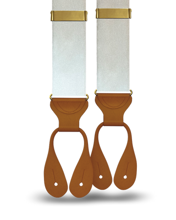Ivory Silk Suspenders w/ Tan Ends - KK & Jay Supply Co.