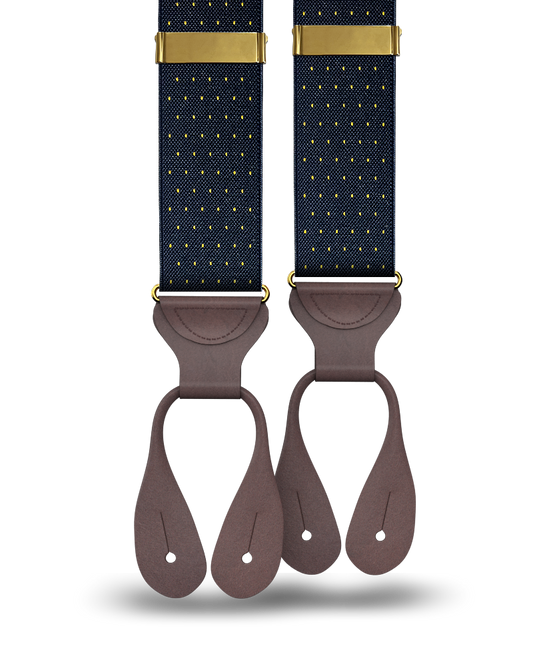 Jackson Dot Navy/Yellow Suspenders - KK & Jay Supply Co.