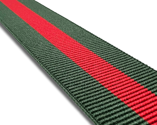 Jibril Stripe Suspenders - Forest/Red