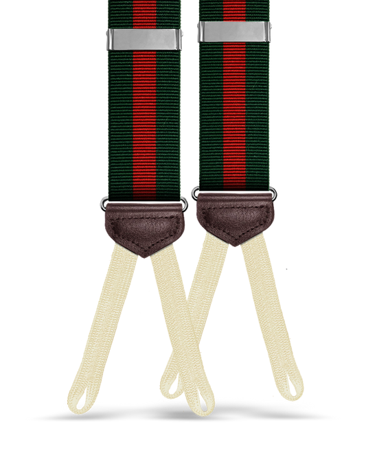 Jibril Stripe Suspenders - Forest/Red