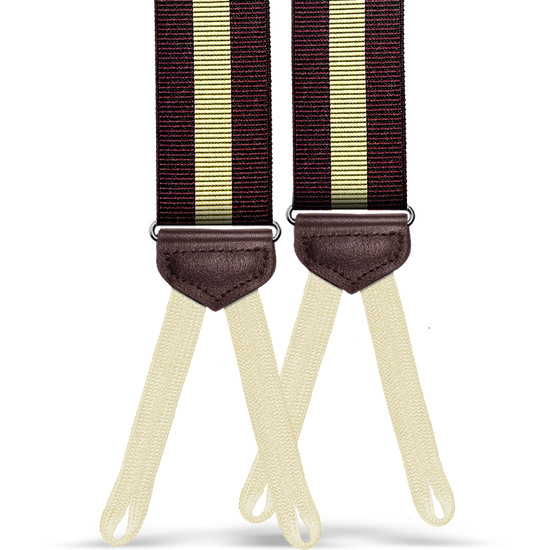 Jibril Stripe Suspenders - Maroon/Ivory - KK & Jay Supply Co.