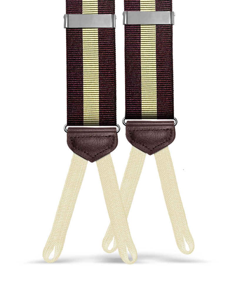 Jibril Stripe Suspenders - Maroon/Ivory - KK & Jay Supply Co.