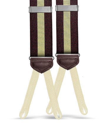 Jibril Stripe Suspenders - Maroon/Ivory - KK & Jay Supply Co.