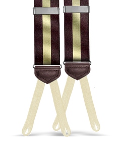 Jibril Stripe Suspenders - Maroon/Ivory