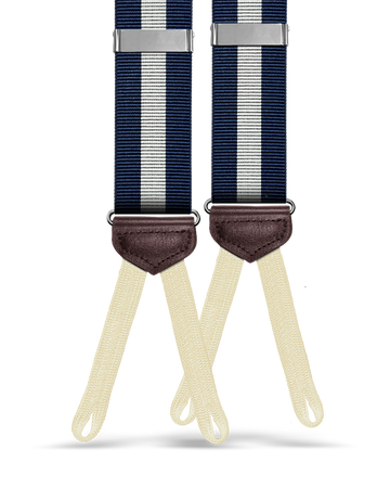 Jibril Stripe Suspenders - Navy/Stone