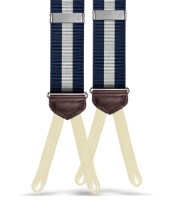 Jibril Stripe Suspenders - Navy/Stone