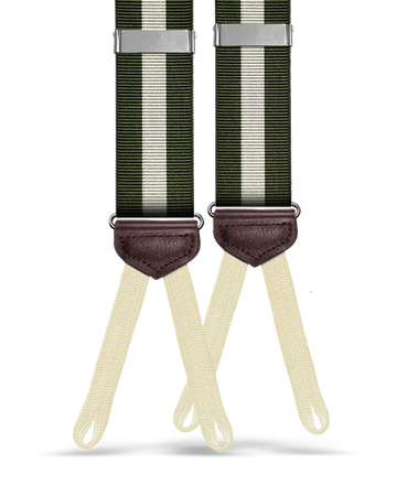 Jibril Stripe Suspenders - Olive/Ivory