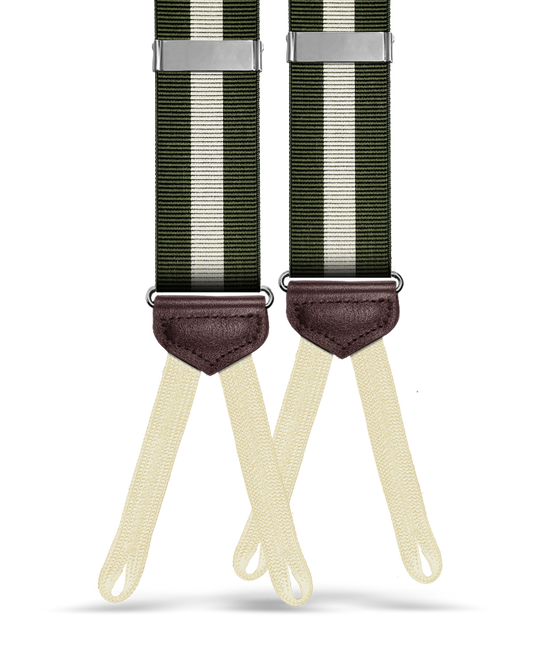 Jibril Stripe Suspenders - Olive/Ivory