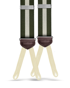 Jibril Stripe Suspenders - Olive/Ivory