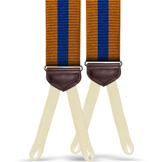 Jibril Stripe Suspenders - Tan/Navy - KK & Jay Supply Co.