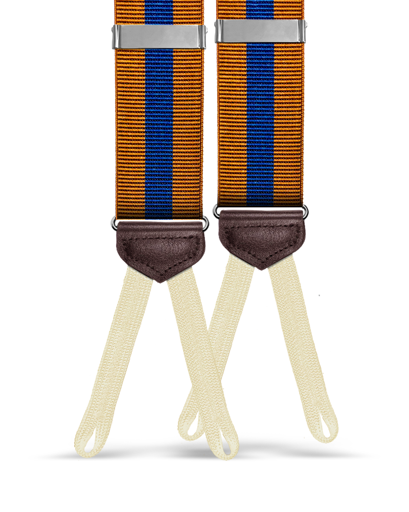 Jibril Stripe Suspenders - Tan/Navy - KK & Jay Supply Co.