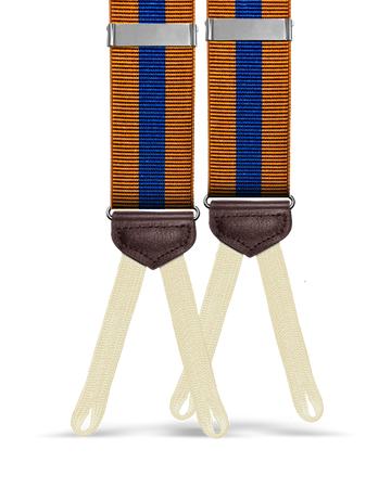 Jibril Stripe Suspenders - Tan/Navy - KK & Jay Supply Co.