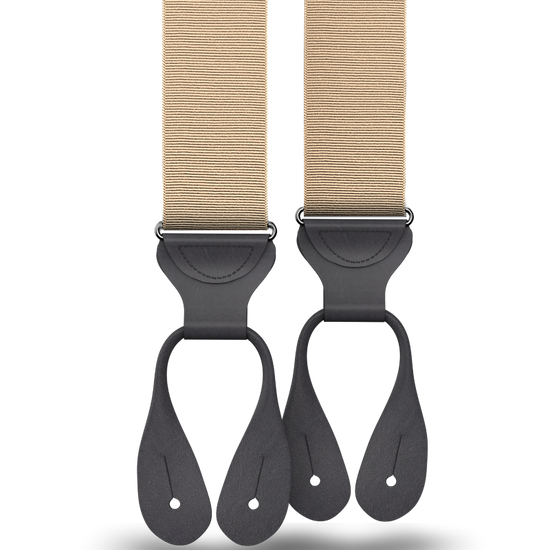 Khaki Grosgrain Suspenders - KK & Jay Supply Co.