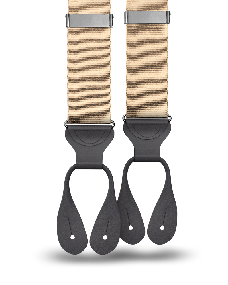 Khaki Grosgrain Suspenders - KK & Jay Supply Co.