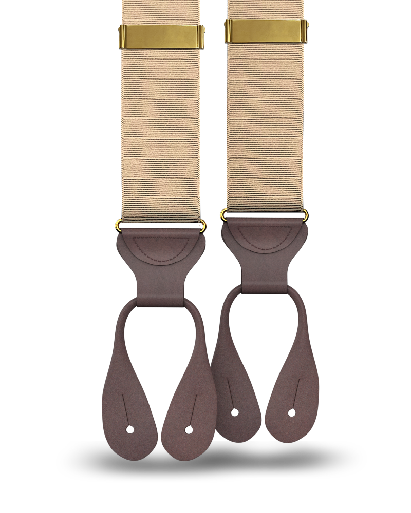 Khaki Grosgrain Suspenders - KK & Jay Supply Co.