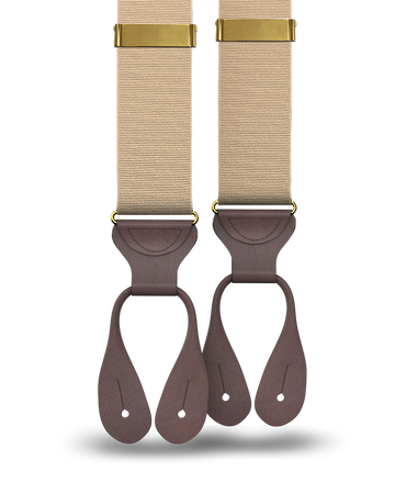 Khaki Grosgrain Suspenders - KK & Jay Supply Co.