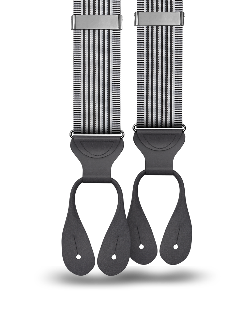 Kingsbridge Black Stripe Suspenders - KK & Jay Supply Co.