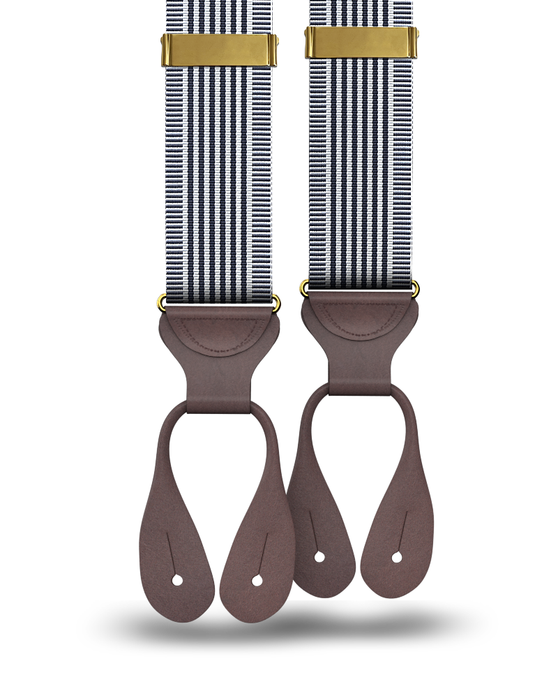 Kingsbridge Navy Stripe Suspenders - KK & Jay Supply Co.