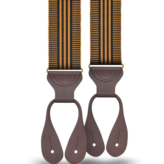 Kingsbridge Vintage Stripe Suspenders - Tan - KK & Jay Supply Co.