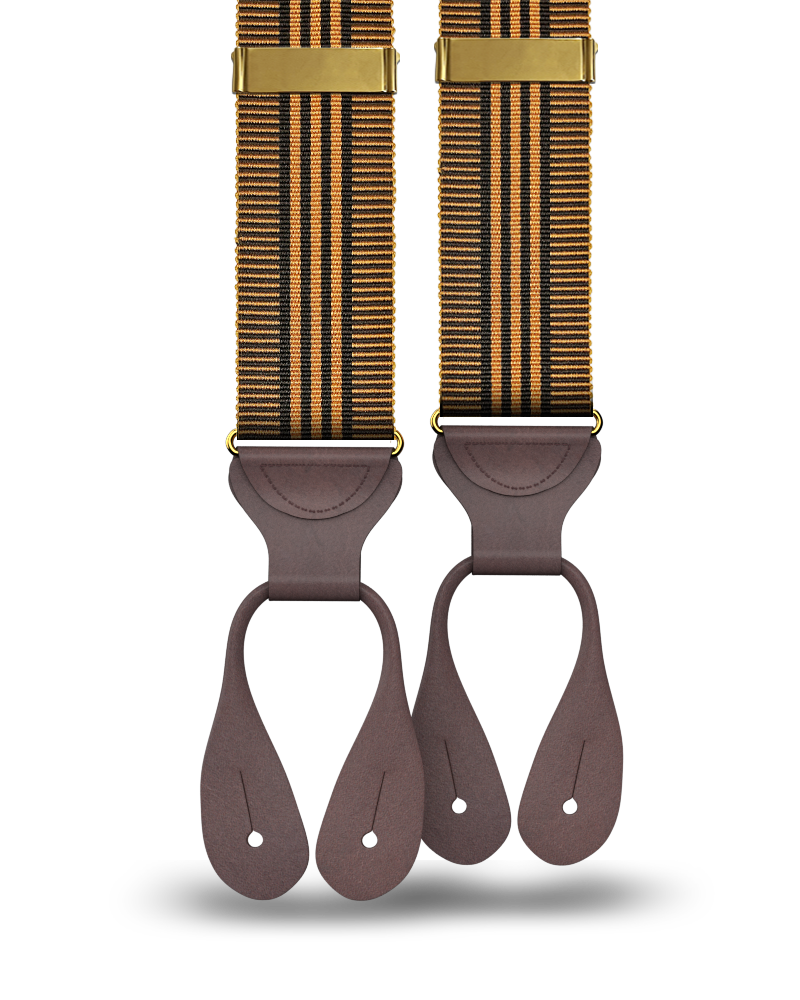 Kingsbridge Vintage Stripe Suspenders - Tan - KK & Jay Supply Co.