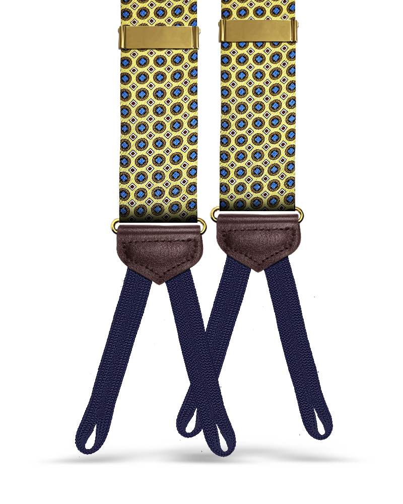 Lasalle Silk Foulard Suspender - Yellow - KK & Jay Supply Co.