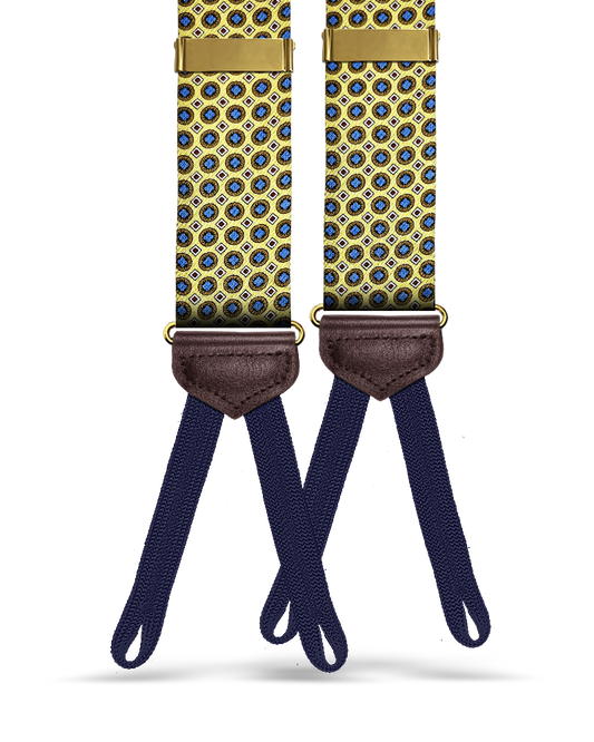 Lasalle Silk Foulard Suspender - Yellow - KK & Jay Supply Co.
