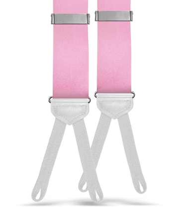 Solid Satin Silk Suspenders - Pink
