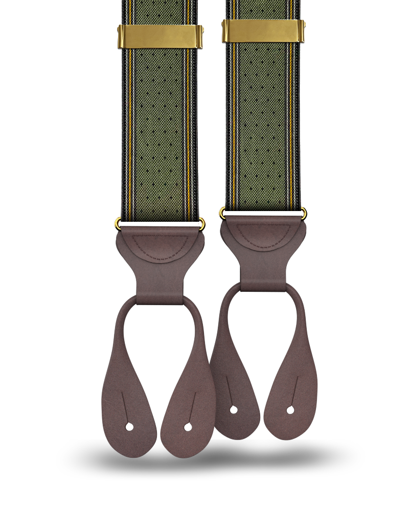 KK & Jay Supply Co. | Madison Dot Olive Suspenders