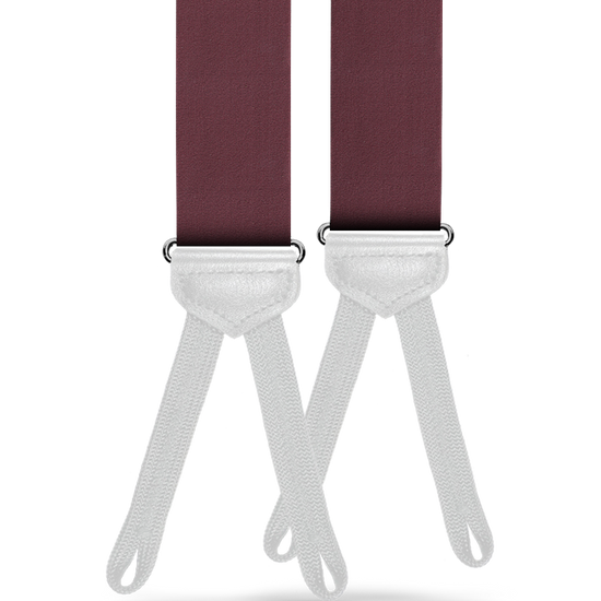 Satin Silk Suspenders w/ White Braided Ends - Maroon - KK & Jay Supply Co.